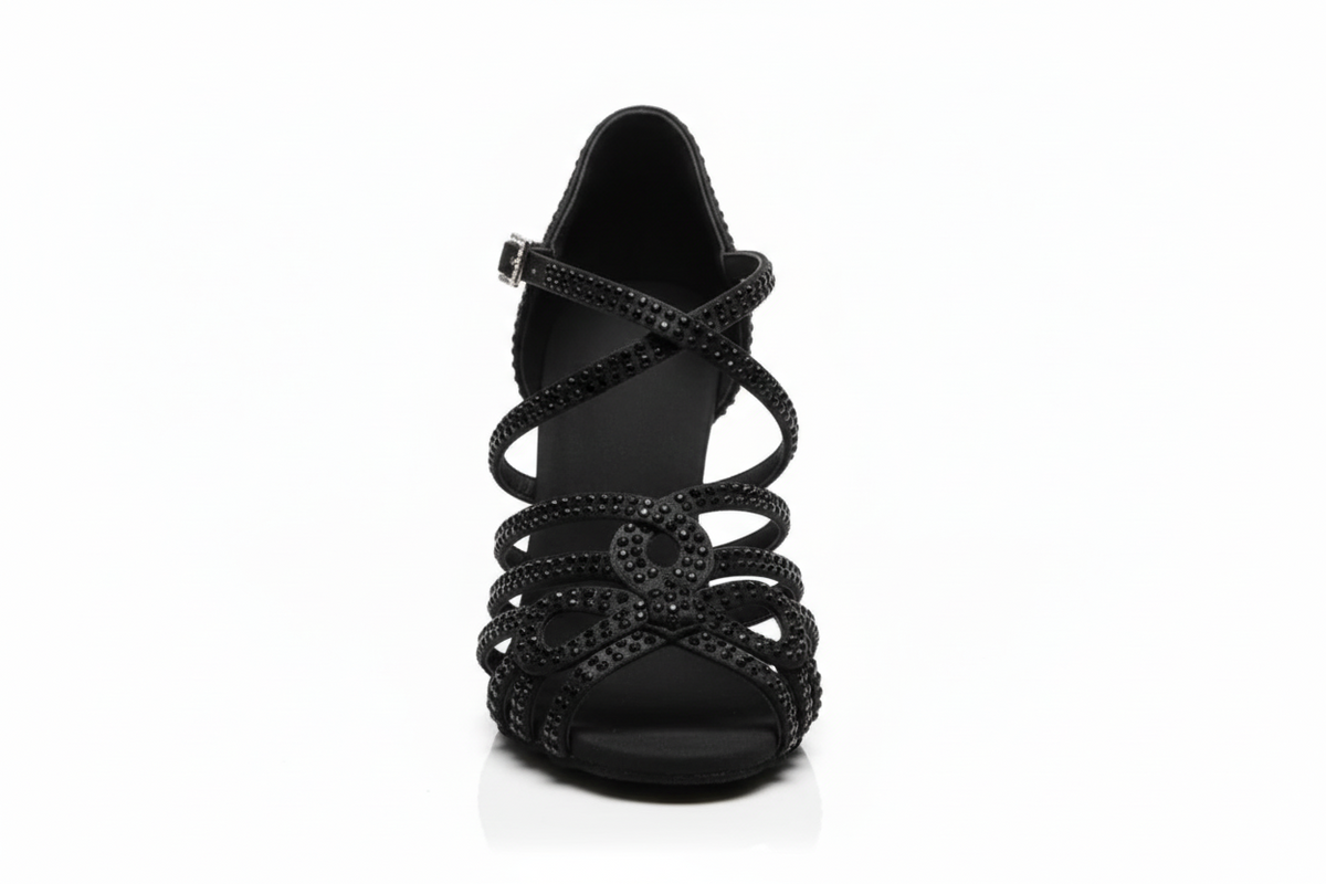 Scarpa da Ballo da Donna in Raso Nero cinturino incrociato al Collopiede NORA Dreams Total Black Wish Dance, dettaglio suola