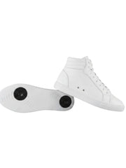 Carica immagine nella Galleria, Sneaker GERO White Vortex Wish Dance in ecopelle bianca, con suola bianca, dettagli neri, design alto e comodo.
