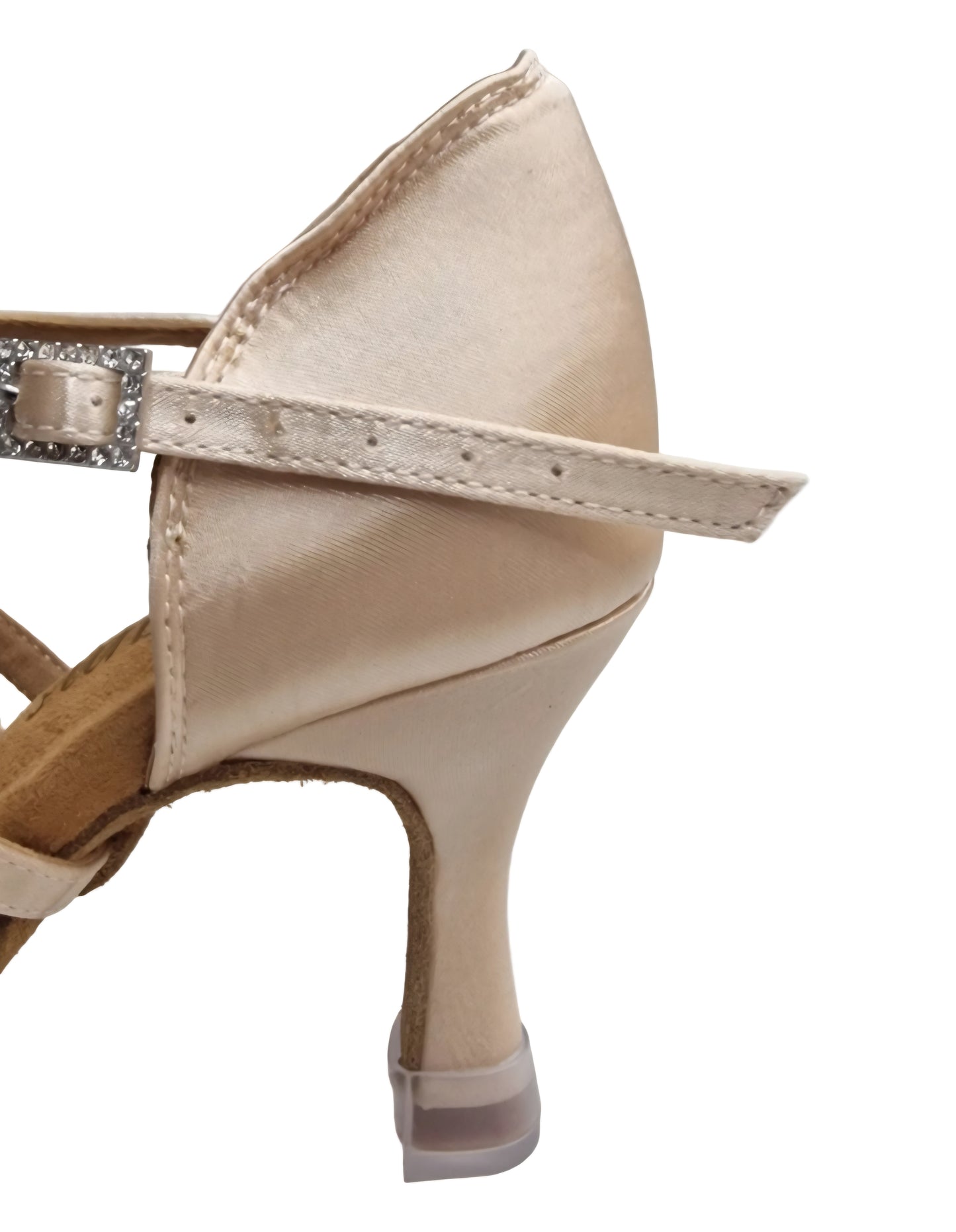 Onda QC Dreams SS Champagne CE (BI-Flex) - Zapatilla de mujer en raso Gold Flash Champagne con tira cruzada en el empeine y suela Extraflex Competition, tacón bobina