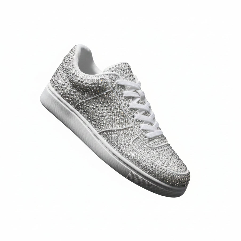 POSEIDON De Lux Vortex (L0701FCE) - Sneaker in Camoscio Vegan Colore Nero e Swarovski Boreali Suola Nera Gommina e Resina Tecnica Cerchi Neri Pivot