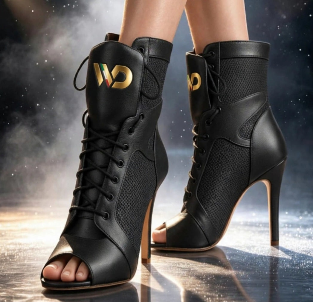 ALISON Black Gold (Art. ) - Mezzo Stivaletto in Pelle Nera Tacco a Spillo