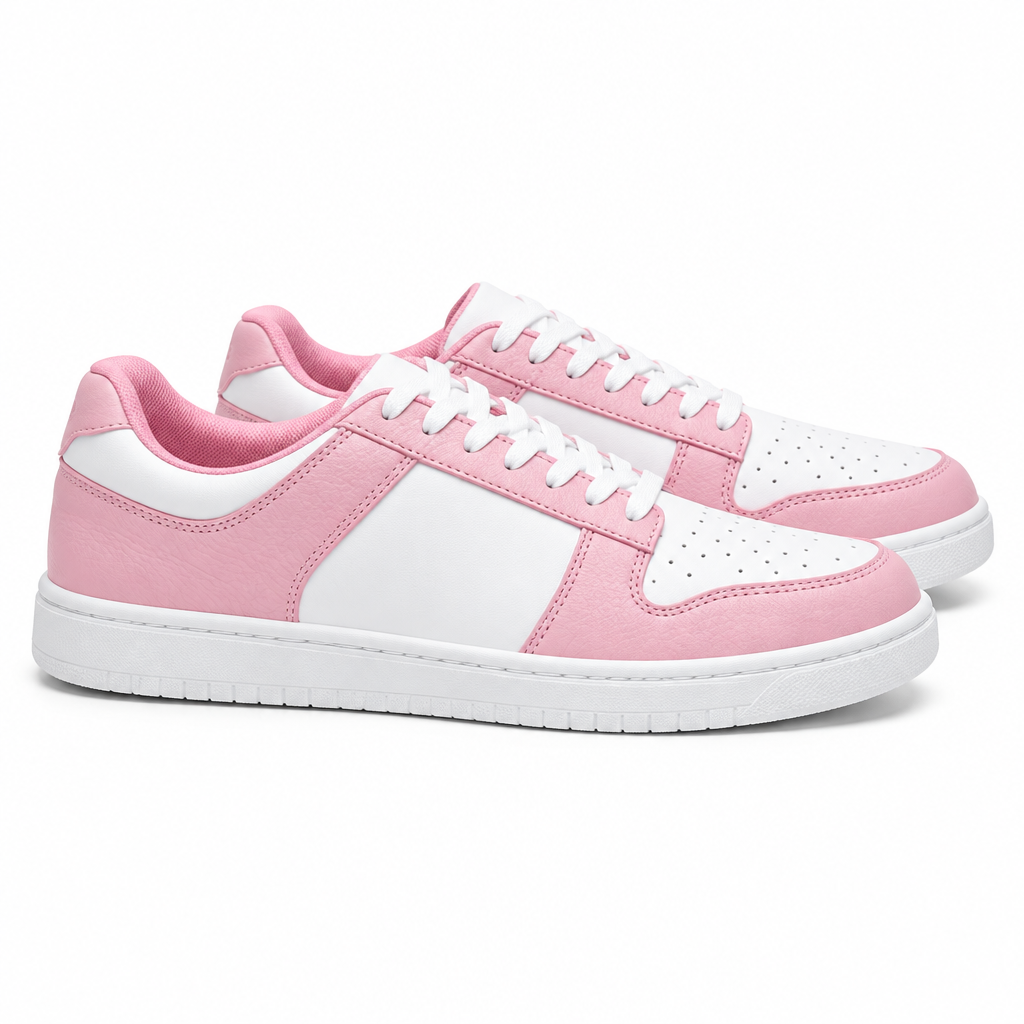MAURA (L0702FCE) - Sneaker in Ecopelle Vegan Bianca e Rosa Incanto Suola in Gommina e Resina Bianca Tecnica Cerchi Fuxia Pivot