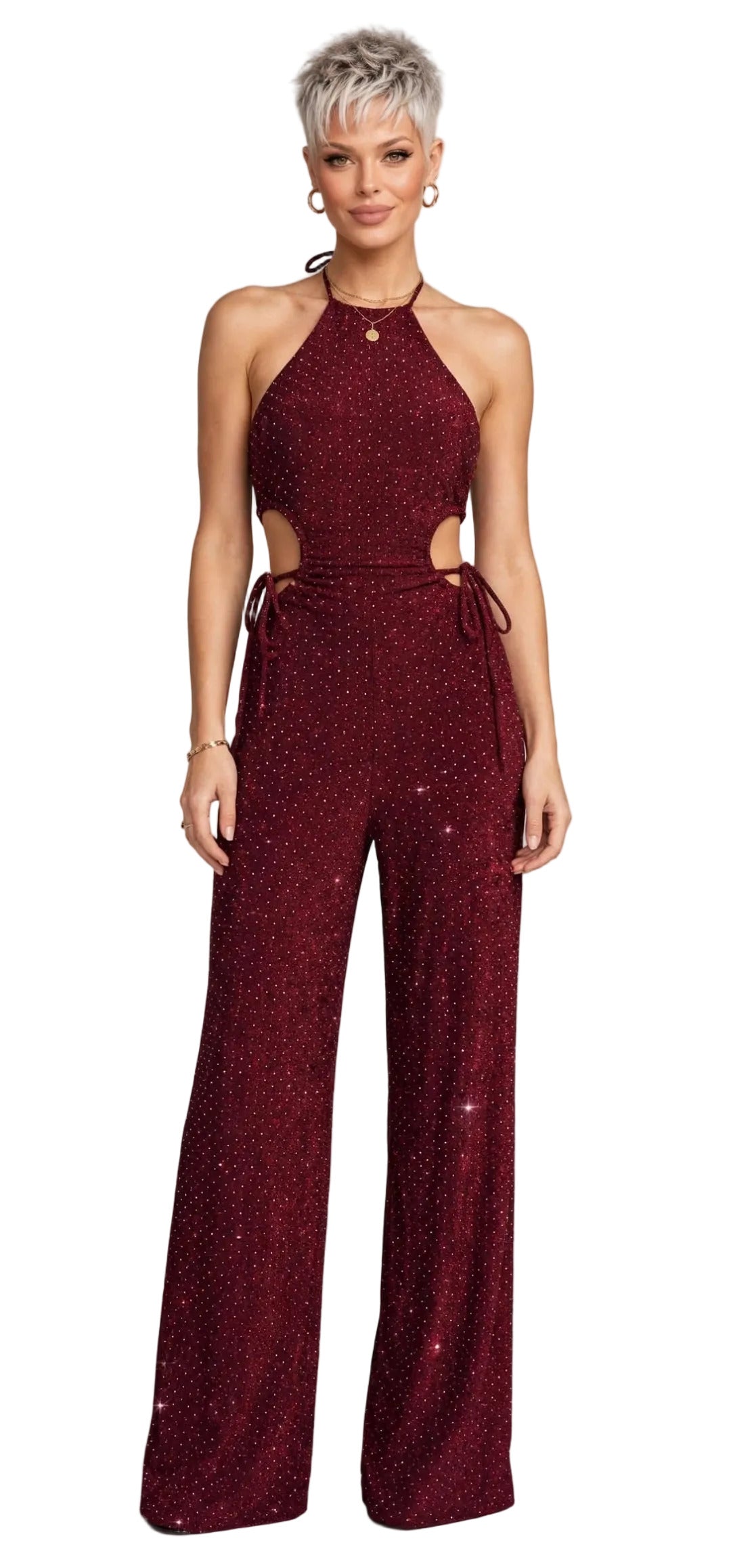 CALLIOPE JUMPSUIT – BIELASTISCHER STOFFOVERALL MIT APPLIKATION