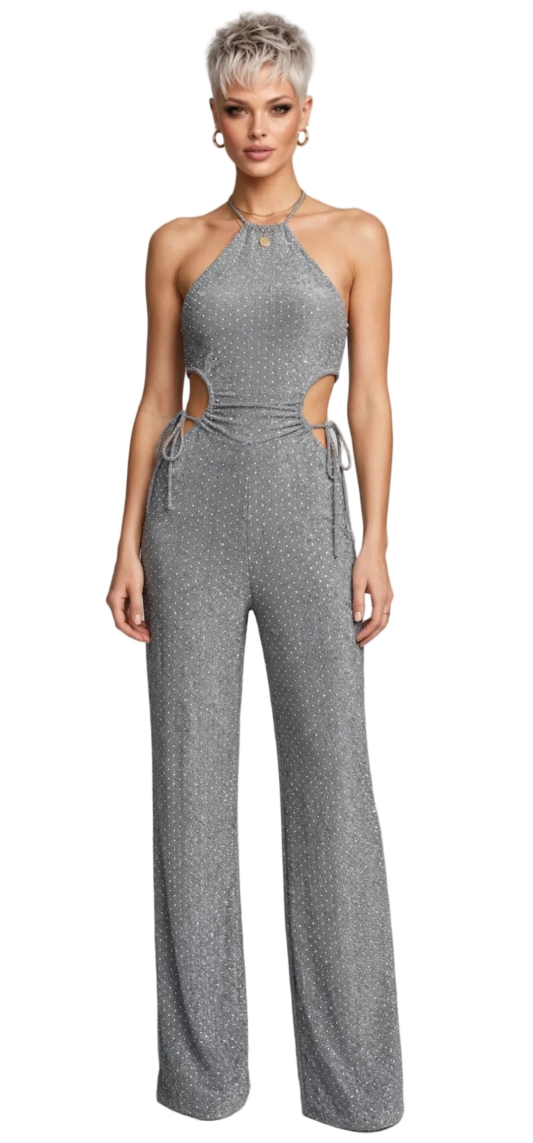 CALLIOPE JUMPSUIT – BIELASTISCHER STOFFOVERALL MIT APPLIKATION