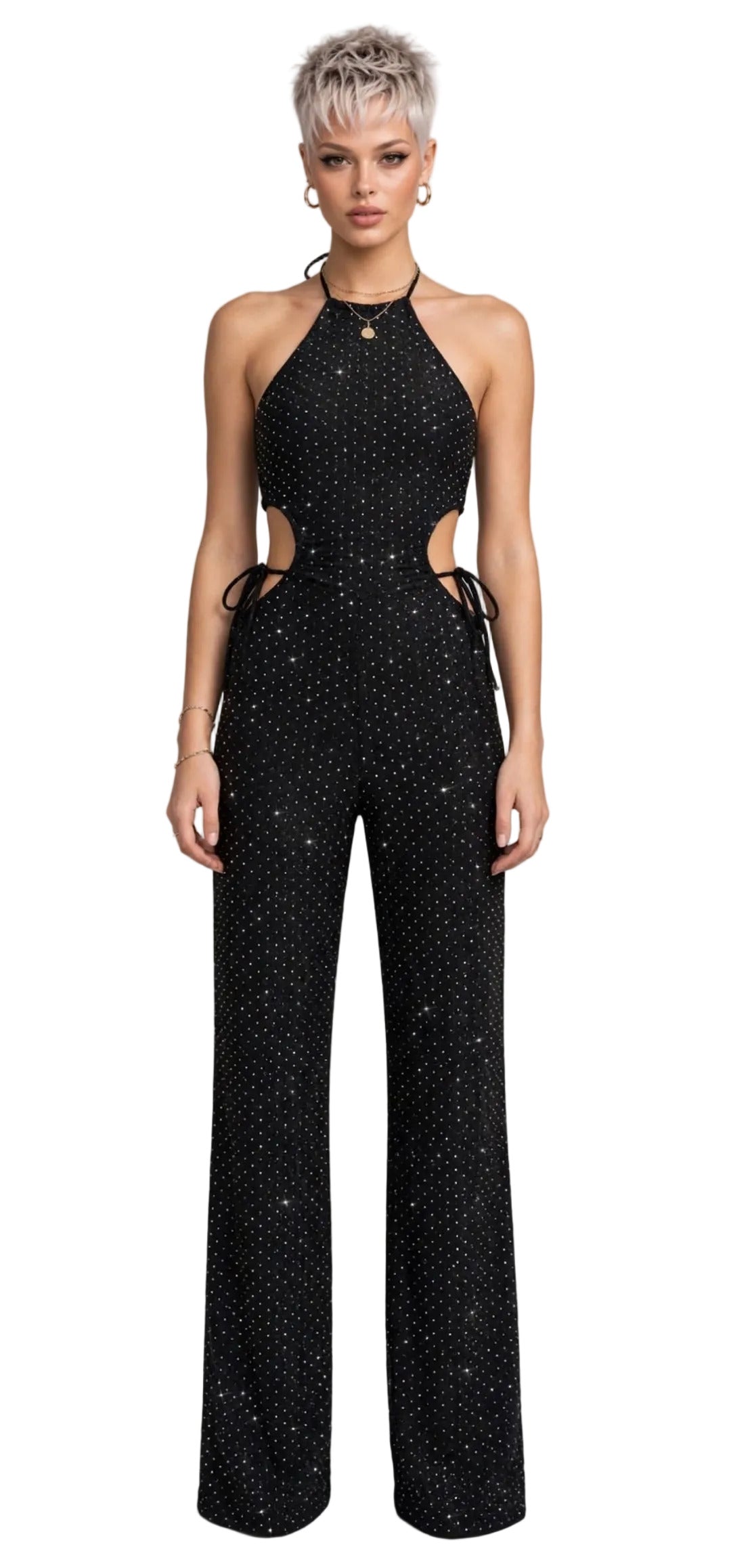 CALLIOPE JUMPSUIT – BIELASTISCHER STOFFOVERALL MIT APPLIKATION