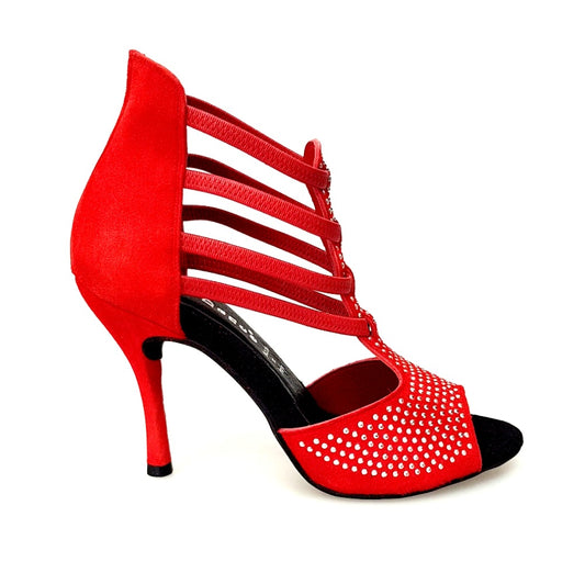 Sandalo da Donna in Camoscio Rosso Hera Wish Dance, vista laterale