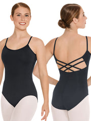 Carica immagine nella Galleria, Armoniosa (44726) HA/RD/NA - Body Danza Classica da Donna in Microfibra Naturale Pettorina Antisudore nera spalline doppie incrociate sulla parte bassa della schiena