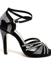 Carica immagine nella Galleria, ALMA Dream (LP3) - Scarpa da Ballo da Donna in Raso seta Nero con Swarovski Boreali Cinturino doppio alla Caviglia con Plateau e Tacco Alto a Spillo Largo
