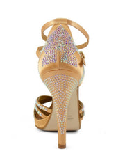 Carica immagine nella Galleria, ALMA Dream (LP3) - Scarpa da Ballo da Donna in Raso seta Carne Flash con Swarovski Boreali Cinturino Doppio alla Caviglia Plateau e Tacco Alto a Spillo Largo