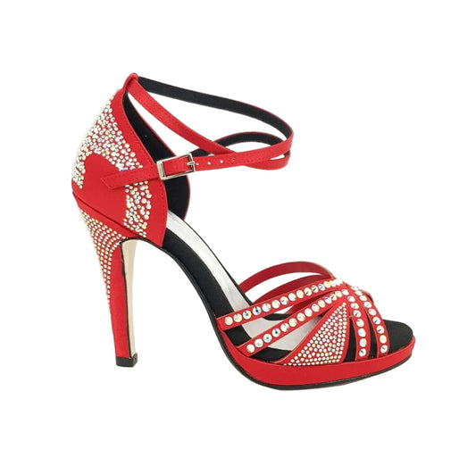 Scarpa da Ballo da Donna in Raso Seta Rosso Intenso ALMA Dream Wish Dance, vista laterale