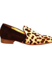Carica immagine nella Galleria, AKIM (MS21) - Mocassino in Cavallino Maculato Giaguaro leopardato Beige chiazze marrò e Camoscio Marrò forma lunga