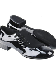 Load image into Gallery viewer, Pablo 852L (MS19) - Scarpa da Uomo Stringata in Vernice Nera e Camoscio Nero Forma tonda Suola Divisa Flex