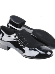 Load image into Gallery viewer, Pablo 852L (MS19) - Scarpa da Uomo Stringata in Vernice Nera e Camoscio Nero Forma tonda Suola Divisa Flex