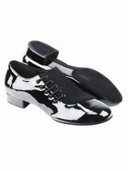 Load image into Gallery viewer, Pablo 852L (MS19) - Scarpa da Uomo Stringata in Vernice Nera e Camoscio Nero Forma tonda Suola Divisa Flex