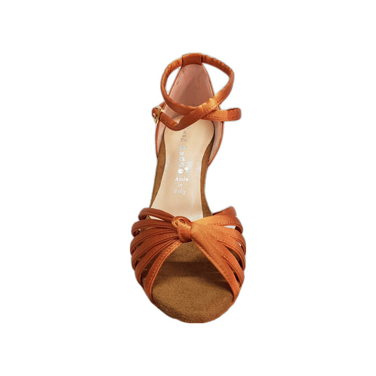 Scarpa da ballo Wishdance Annette QB in raso bronzo con 6 fascette e cinturino doppio sulla caviglia, per donna e bambina