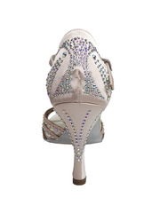 Carica immagine nella Galleria, Scarpa da ballo Wish Dance Shop LANA (L12) rosa cipria con Swarovski, tacco a rocchetto sottile per latino.