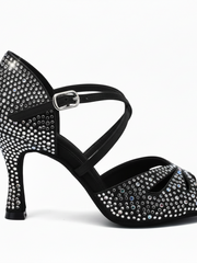 Carica immagine nella Galleria, BORBOLETA Dreams Deluxe (L2/L642CE) - Scarpa da Ballo in Raso Nero con Strass Boreali e Tacco a Rocchetto