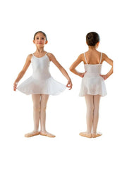 Load image into Gallery viewer, AURORA (RD) - Body Danza Classica Bretellina Sottile da Bambina in Cotone Bielastico con Elastamero foderato sul Petto in Microfibra Anrisudore con Applicazione cucita di Gonnellino in velo di Chiffon