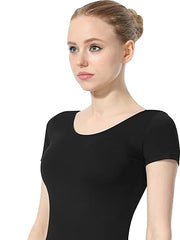 Carica immagine nella Galleria, RITA M/M (44525RD) - Body Danza Classica Mezza Manica da Donna Cotton Lycra Bielastica con Pettorina antisudore sul petto