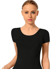 Carica immagine nella Galleria, RITA M/M (44525RD) - Body Danza Classica Mezza Manica da Donna Cotton Lycra Bielastica con Pettorina antisudore sul petto