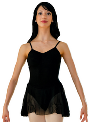 Carica immagine nella Galleria, DAFNE (RD) - Body Danza Classica Spallina Singola da Donna in Cotone Bielastico e Pettorina Antisudore e Gonnellino in Chiffon Precucito in Vita