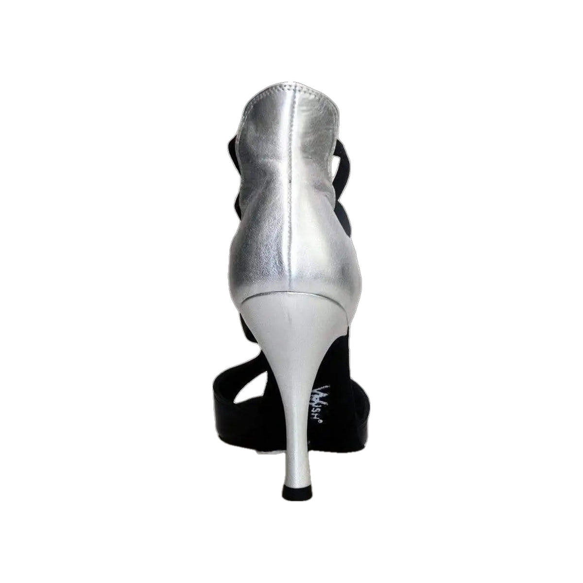 Sandalo donna Wishdance Lilith (460) in pelle nera con tacco e dettagli in pelle argento, scarpa elegante e alla moda
