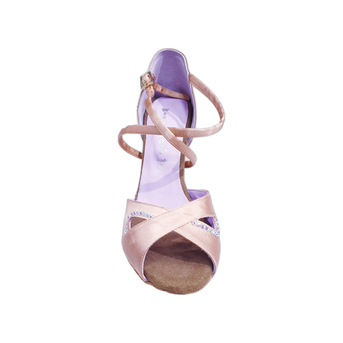 Scarpa da donna Gravity SW QC Wish Dance Shop in raso seta carne con Swarovski, cinturino incrociato e design elegante