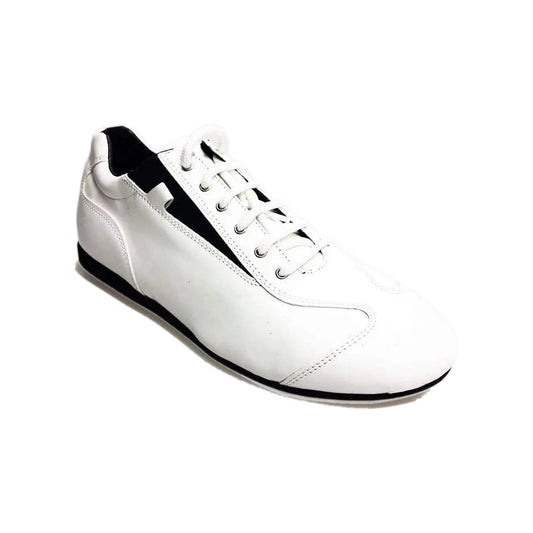 Scarpa sneaker in pelle bianca Panama Ivan di Wish Dance Shop, comoda e stile, vista frontale con dettagli in pelle.