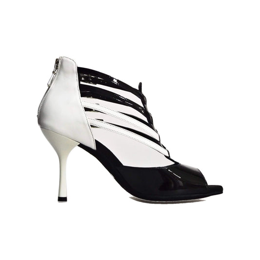 Scarpa da donna Wishdance Malon (779) in vernice nera e bianca con tacco a stiletto, dettagli eleganti e stile sofisticato