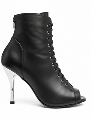 Load image into Gallery viewer, ALEXIS White Angel (Art. 132) - Mezzo Stivaletto con Zip in Pelle Bianca Tacco a Spillo in Alluminio Laminato Argento