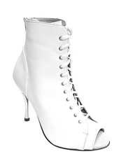 Carica immagine nella Galleria, ALEXIS White Angel (Art. 132) - Mezzo Stivaletto con Zip in Pelle Bianca Tacco a Spillo in Alluminio Laminato Argento