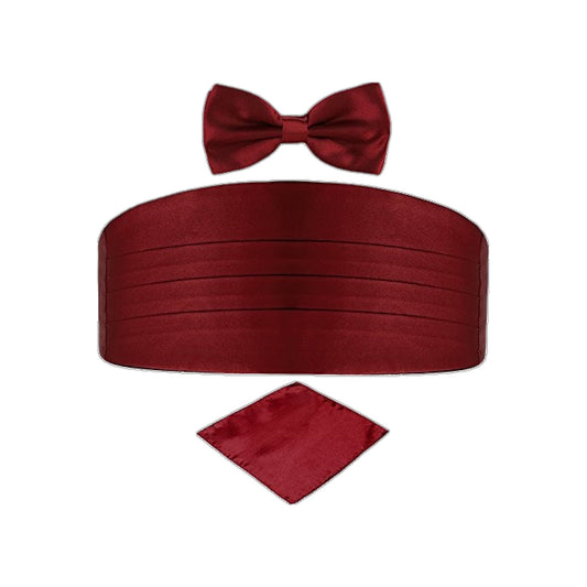 Set per Smoking Fusciacca/Pochette/Papillone di colore Bordeaux Wish Dance, vista laterale