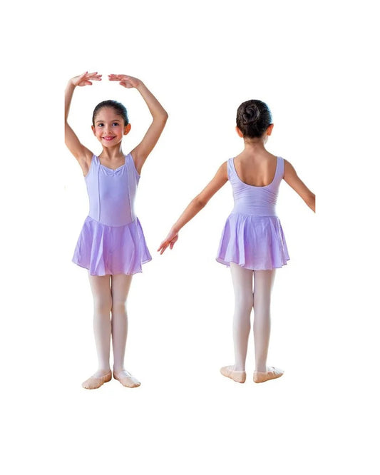 Body Danza Classica Spallina Smanicata da Bambina in Cotone Bielastico ANILDA Wish Dance, vista frontale