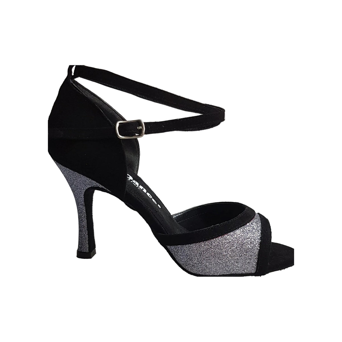 N (2016) Scarpa da Donna inCamoscio Nero e Glitter Grigio Carbon Wendi/BO Wish Dance, vista laterale