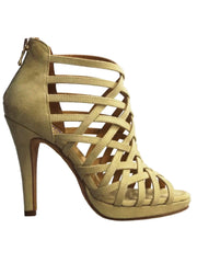 Carica immagine nella Galleria, Intrigo (780) - Scarpa da Donna in Camoscio Beige con Tacco a Spillo e Plateau Wish Dance Shop
