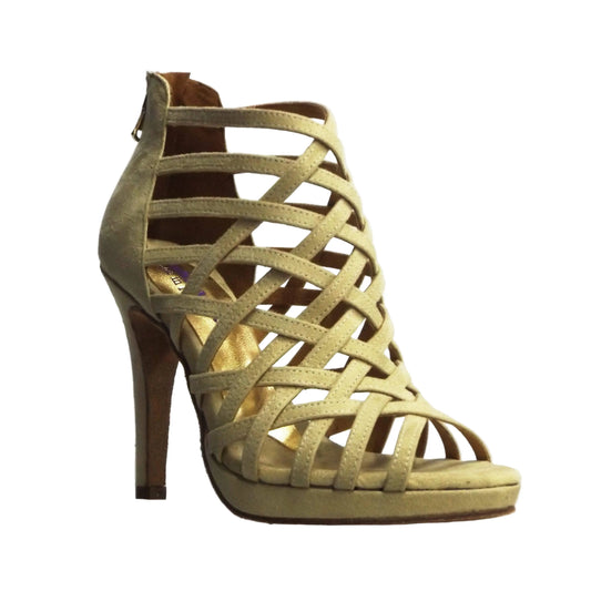 Scarpa da donna Intrigo (780) in camoscio beige con tacco a spillo e plateau, marca Wish Dance Shop