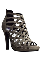 Carica immagine nella Galleria, Intrigo (780) - Scarpa da Donna in Camoscio Grigio con Tacco a Spillo Largo e Plateau Wish Dance Shop