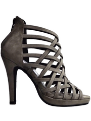 Carica immagine nella Galleria, Intrigo (780) - Scarpa da Donna in Camoscio Grigio con Tacco a Spillo Largo e Plateau