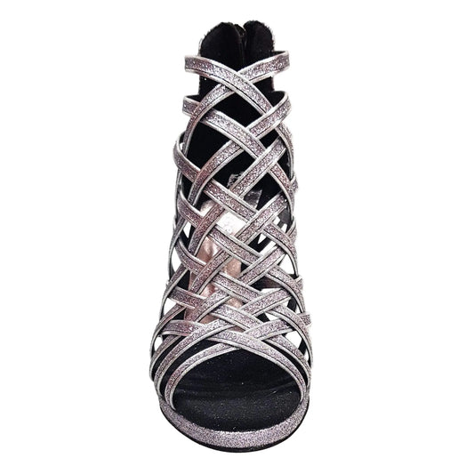 Scarpa da donna Intrigo 780 Wish Dance Shop in glitter carbon con tacco a spillo e plateau, vista frontale.