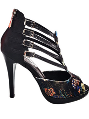 Load image into Gallery viewer, Lussuria (779) - Woman's shoe in New Velvet and Black Lurex with Platform and Stiletto Heel