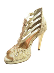 Carica immagine nella Galleria, Lussuria (779) - Scarpa da Donna in Pizzo Oro con Plateau e Tacco a Spillo e Plateau Wish Dance Shop