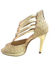 Load image into Gallery viewer, Lussuria (779) - Woman's Shoe in Gold Lace with Platform and Stiletto Heel and Plateau
