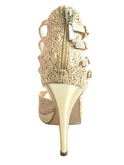 Load image into Gallery viewer, Lussuria (779) - Woman's Shoe in Gold Lace with Platform and Stiletto Heel and Plateau