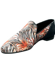 Carica immagine nella Galleria, Serse (800B) - Mocassino da Uomo in Tessuto Lavorato in Fantasia Giungla Rosso con Tallone in Camoscio Nero Wish Dance Shop