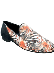 Load image into Gallery viewer, Serse (800B) - Men's Moccasin in Red Jungle Patterned Fabric with Black Suede Heel