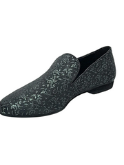 Carica immagine nella Galleria, Serse (800) - Mocassino da Uomo in Tessuto Veneziano Fiorato Verde Scuro