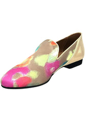 Carica immagine nella Galleria, Mocassino Uomo in Tessuto Picasso Verde con Tallone in Lurex Oro / Men's Green Picasso Canvas Loafers with Gold Lurex Heel Wish Dance Shop