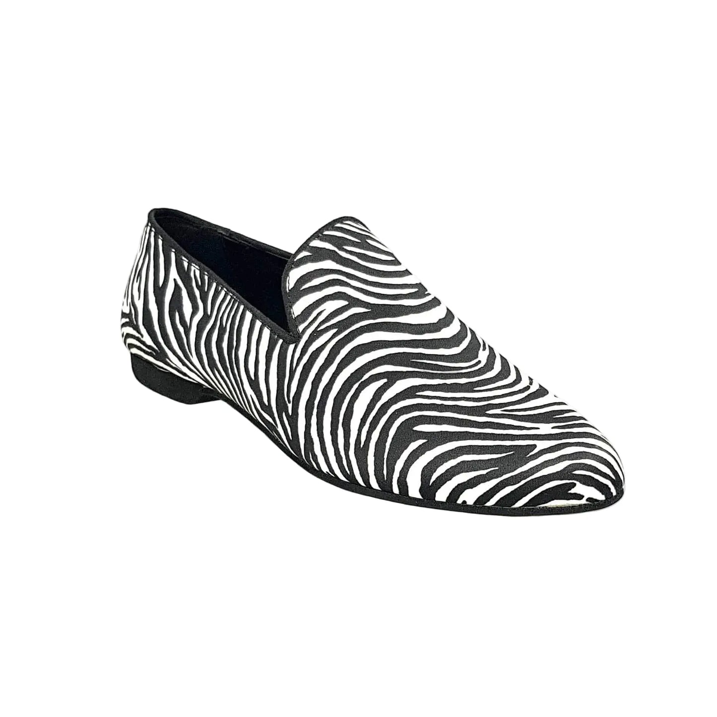 Scarpa mocassino da uomo Serse (800) in raso seta zebrato, stile elegante e alla moda, marca Wish Dance Shop