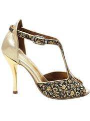 Carica immagine nella Galleria, Fascino (401) - Scarpa da Donna in Tessuto Veneziano Fiorato Oro e Tallone in Lurex Oro Wishdance