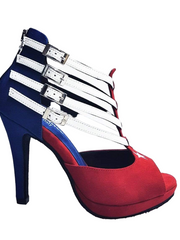 Load image into Gallery viewer, Lussuria (779) - Women's Cuban Flag Suede Shoe with Stiletto Heel and Flex Platform